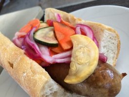 #TasteOfChicago2014: Brat from Brasserie by LM. They’re one of the pop up restaurants at this year’s Taste.