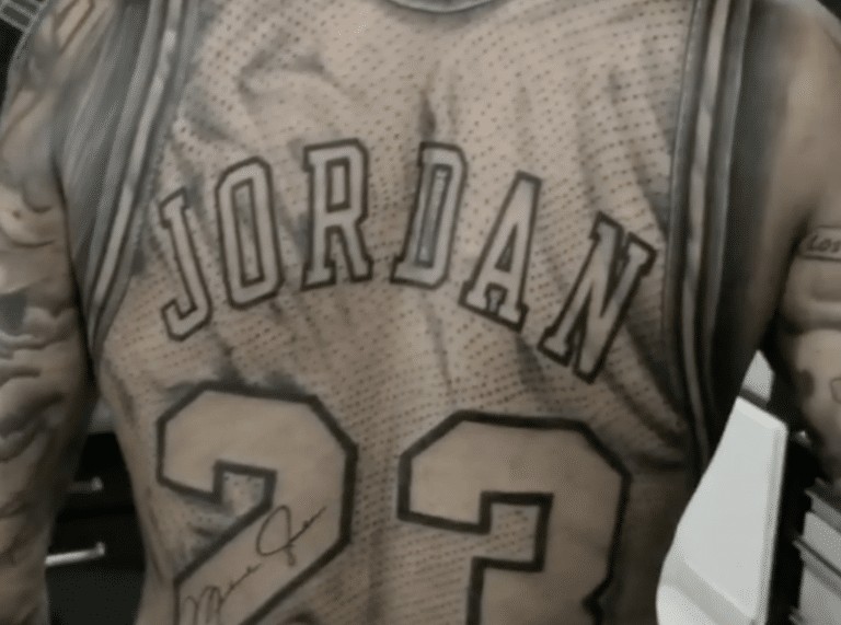 Fan gets Michael Jordan jersey tattoo on his back!