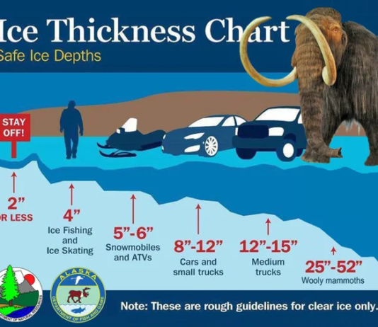 Alaska DNR offers ice thickness warning for your Woolly Mammoth