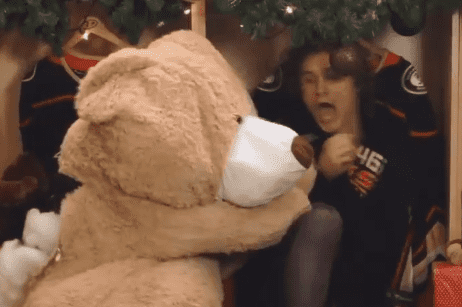 Players freak out in Anaheim Ducks holiday prank video