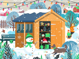 Can you spot the gnome hiding in this winter scene? Can you spot the gnome in this image?